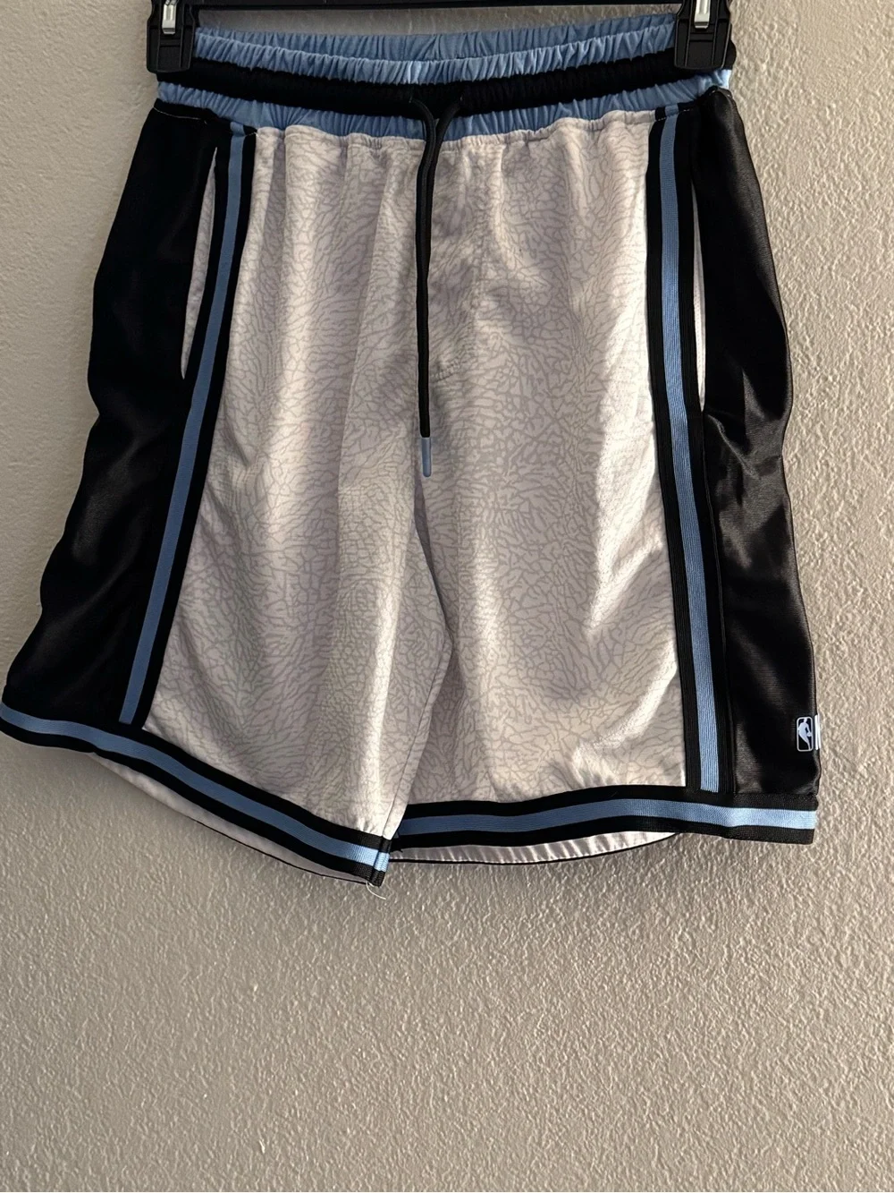 NBA Men's Athletic Shorts - White, Black & Light Blue